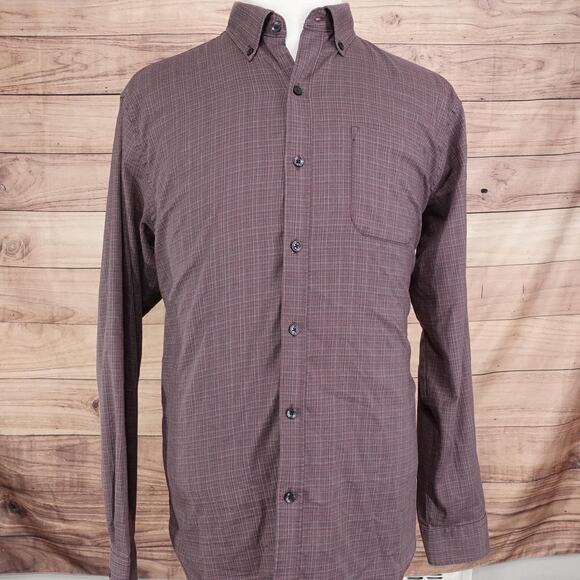 Van Heusen Flex Shirt Mens Large Button Up Long Sleeve Plaid Pocket Casual - Picture 3 of 8